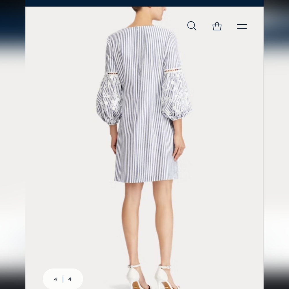 Lauren Ralph Lauren Blue and White Striped Dress - Picture 3 of 4